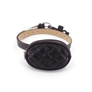 Steve Madden Belt Bag Basket-Weave Quilted Faux Leather Size XL Black